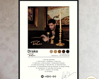 Drake Take Care Album Cover Poster, Album Vinyl Digital Prints, Rap Hip Hop Music Wall Art, Aesthetic Printable Home Decor, Gift for Men, A3