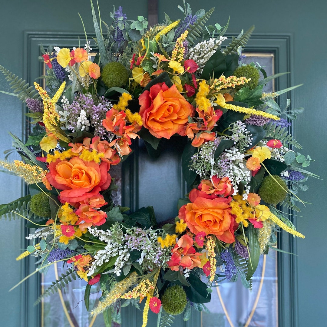 Summer Wreaths for Front Door Front Door Wreaths Summer Etsy