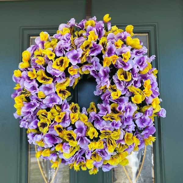 Pansy Wreaths - Spring Wreath - Spring Door Wreaths - Spring Wreaths for Front Door - Spring Wreaths - Pansy Wreaths - Spring Door Decor