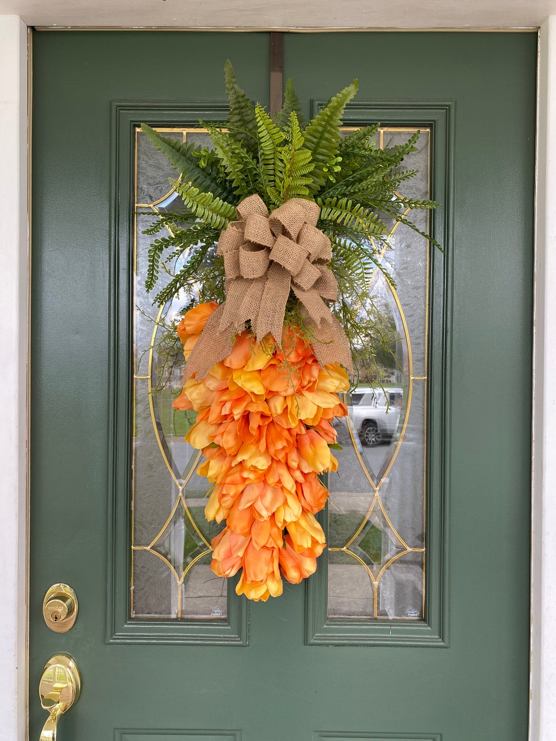 Carrot Swag Easter Wreath for Front Door Tulip Wreaths
