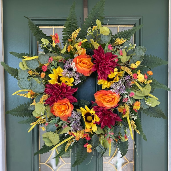 Extra Large Summer Door Wreath - Front Door Wreaths - Summer Door Wreath - Spring Wreath For Front Door - Summer Wreath - Spring Door Wreath