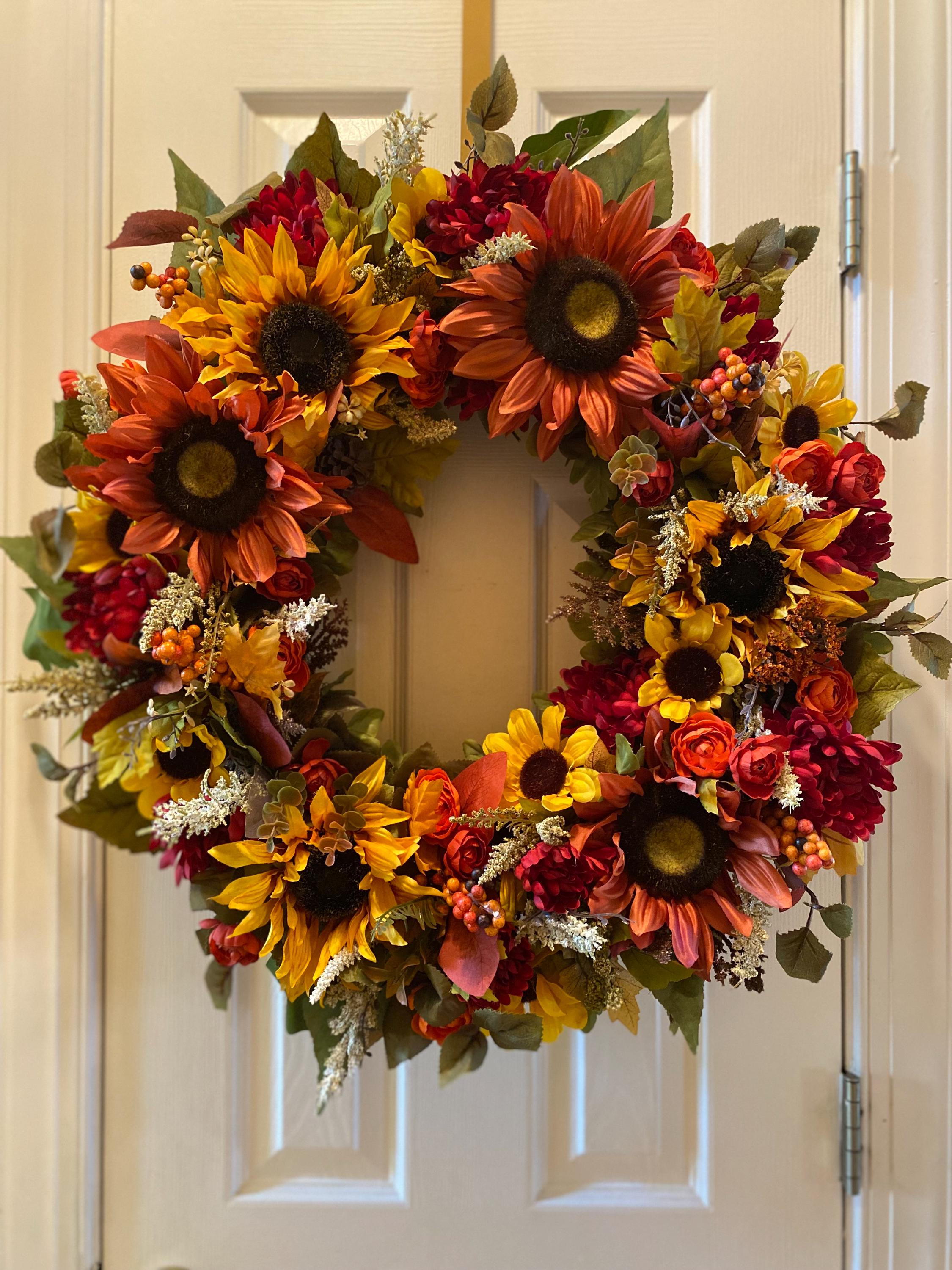 Extra Large Sunflower Fall Wreath – Autumn Front Door Decor - Etsy