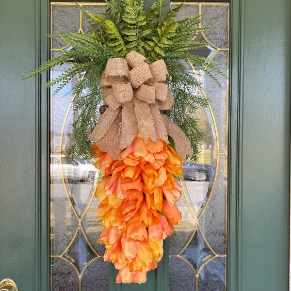 Carrot Swag - Easter Wreath for Front Door - Tulip Wreaths - Spring Door Wreath - Spring Door Decor - Easter Wreaths - Carrot Swag Wreath