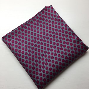 Men&#39;s Pocket Square in Armani Fabric - Polka Dot Pocket Square - Hand rolled hem Pocket Square - Designer Fabric Men&#39;s Handkerchief