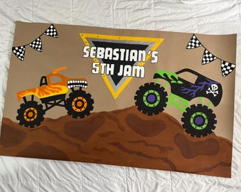 Monster Truck Birthday Banner || Personalized and Custom Banner
