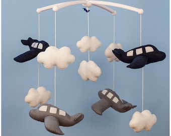 Airplane Mobile -Baby Mobile- Cloud Mobile - Nursery Mobile - Cot Mobile - Felt Mobile - Baby Shower Gift- Baby Gift - Crib Mobile - Nursery