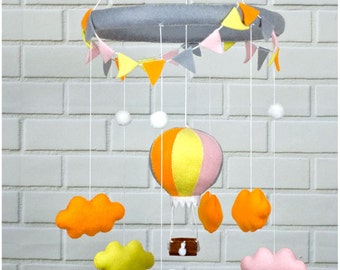 Balloon Mobile/Bunting Mobile/ /Cloud Mobile /Nursery Mobile/Felt Mobile/Baby Shower Gift/Baby Gift/Cot Mobile/Hot Air Balloon Mobile