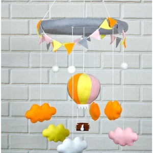 Balloon Mobile/Bunting Mobile/ /Cloud Mobile /Nursery Mobile/Felt Mobile/Baby Shower Gift/Baby Gift/Cot Mobile/Hot Air Balloon Mobile
