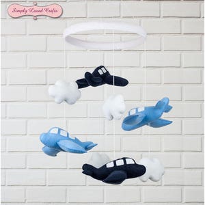Airplane Mobile/Airplanes Clouds Mobile/Hoop Mobile/Felt Mobile/Cot Mobile/Nursery Decoration/Airplanes Decor/Baby Mobile/Baby Shower Gift