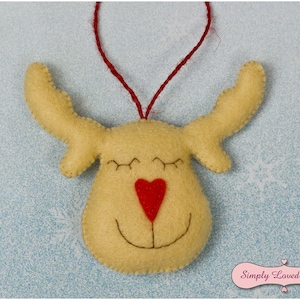 Reinde Kopf Weihnachtsbaum Dekoration/braun Redeskopf mit roten Herz Dekoration/Weihnachtsgeschenk/Weihnachtsbaum Ornament/Urlaub Dekor