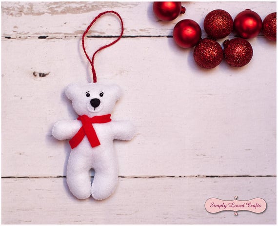 Adorno de fieltro para árbol de Navidad, osito de peluche polar