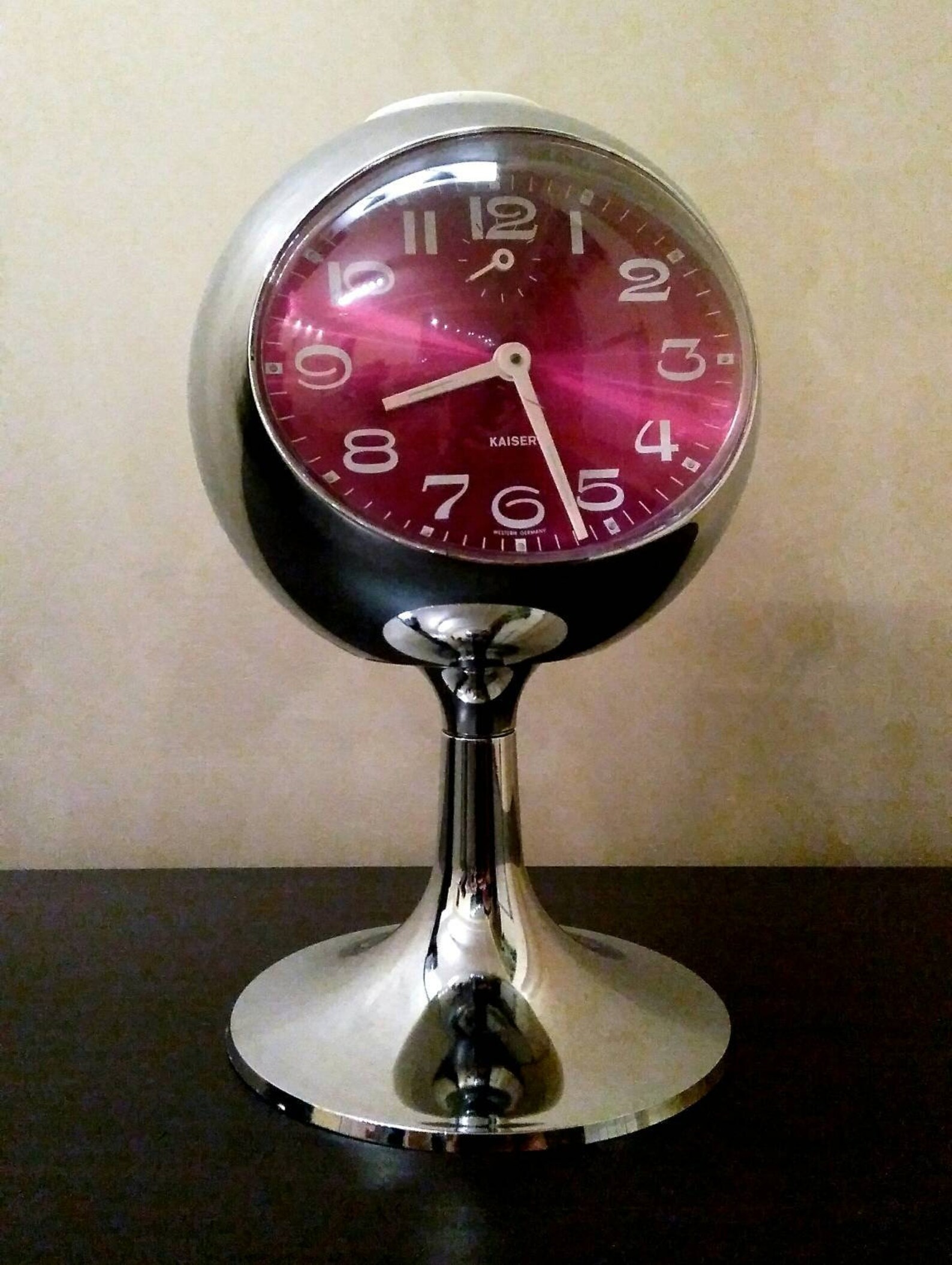 Vintage Alarm Clock KAISER Мechanical Chrome Pedestal Etsy