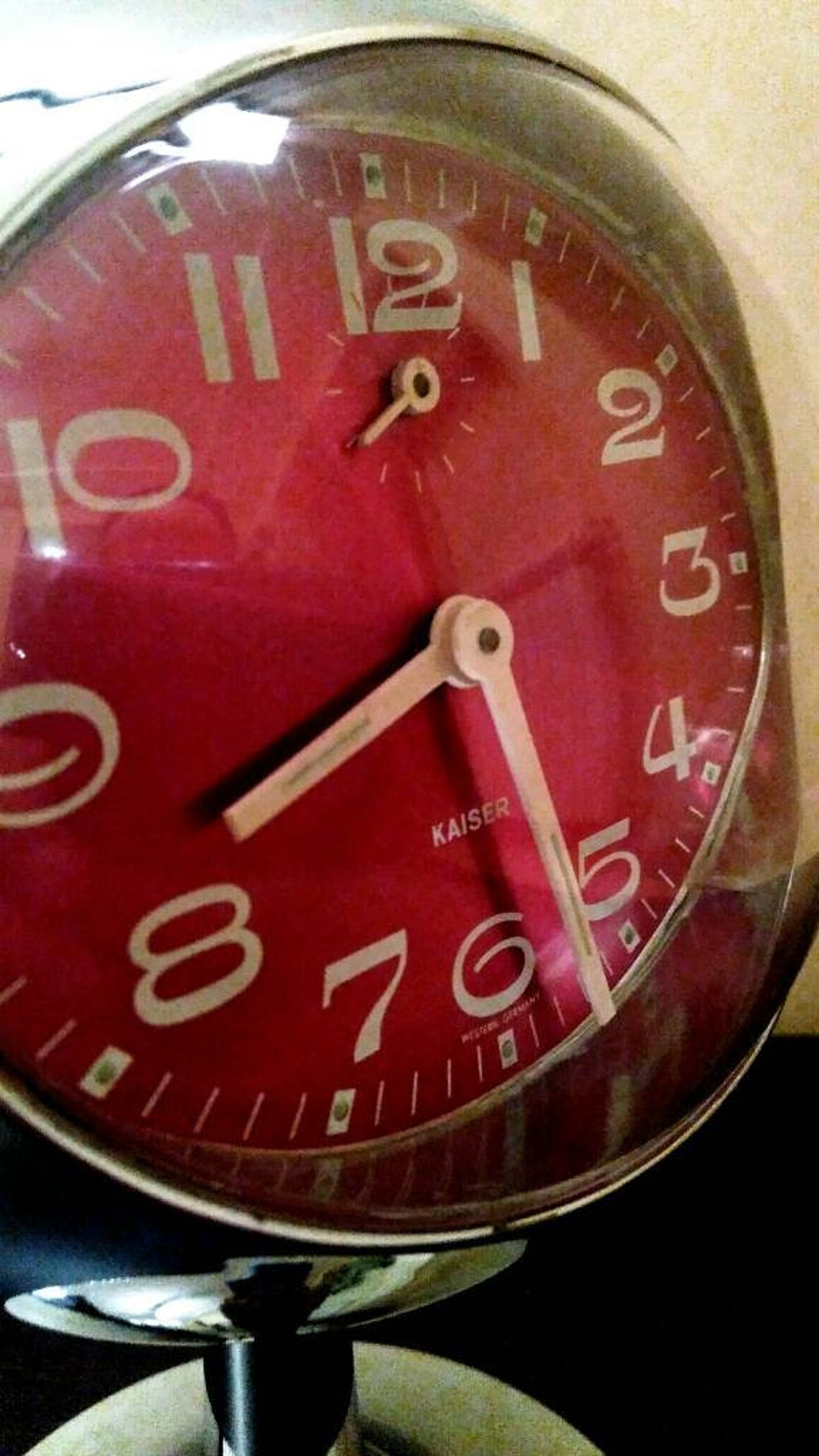 Vintage Alarm Clock KAISER Мechanical Chrome Pedestal Etsy