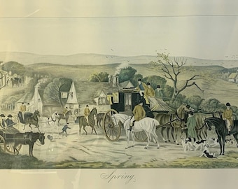 Spring,  Etching of a country hunt scene