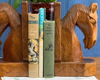 Handcarved Horse Head "Polynesian Style" Mahogany Bookends