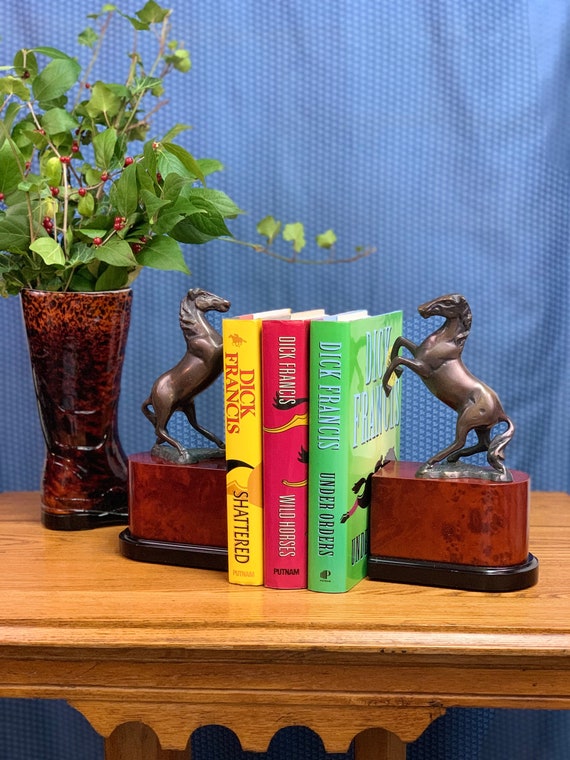 Paire de serre-livres Hippiques - Résine et patine