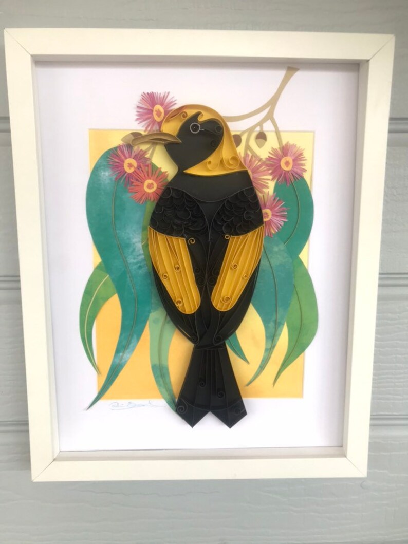 Download Bird Lover Art Australian Birds Regent Bower Bird 3d Paper Art Bird Art Framed Wall Art Quilling Artwork Art Collectibles Mixed Media Collage Kromasol Com