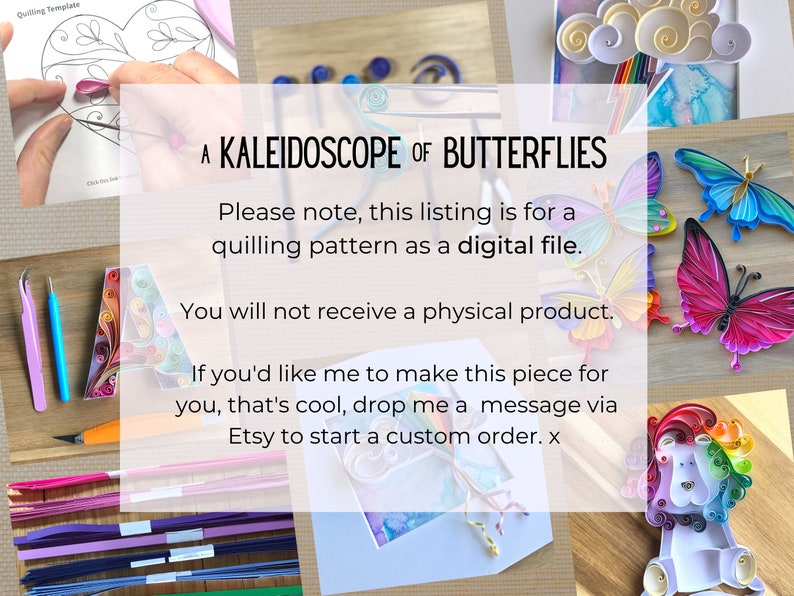 Quilling Butterfly Designs PDF & JPG Files, Beginner Patterns, Easy Instructions, Paper Art, Paper Craft image 2