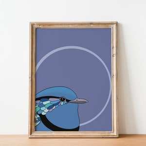 Splendid Wren Art Print | Australian Bird | Bird Art | BirdWatcher Gift | Nursery Prints | Aussie Fauna | Blue Artwork