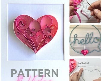 Quilling Heart - PDF File & Online Video, Pattern and Template - Step-by-Step Video Tutorial, Beginner, Easy Instructions - "Love Flow"