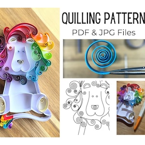 Quilling Rainbow Lion - PDF & JPG File, Beginner Pattern Easy Instructions, Paper Art, Leo, Paper Craft