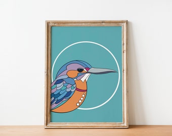 Kingfisher Art Print | Australian Bird | Bird Art | BirdWatcher Gift | Nursery Prints | Aussie Fauna | Artwork