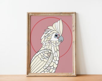 Little Corella Art Print | Australian Bird | Bird Art | BirdWatcher Gift | Nursery Prints