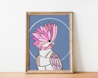 Pink Galah Art Print | Australian Bird | Bird Art | BirdWatcher Gift | Nursery Prints | Aussie Fauna