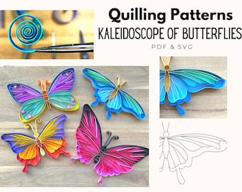 Quilling Butterfly Designs - PDF & JPG Files, Beginner Patterns, Easy Instructions, Paper Art, Paper Craft