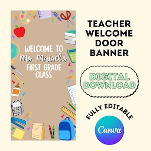 Teacher Back to School Door Banner Template, Free Canva Account Digital Download, Painted Welcome to my Classroom Banner