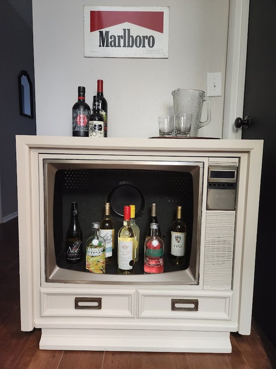 Vintage TV Bar Cart TV Cat Bed TV Liquor Cabinet Storage Etsy UK