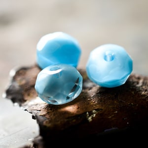 SKY BLUE RONDELLES X8 Premium Faceted Czech Glass Beads 8x6mm [11_29]
