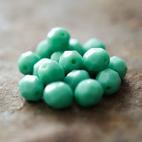 PERLES FACETTES TURQUOISES X20 Perles Verre de Bohême Opaque 6mm  [02_00]