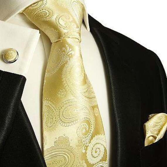 Champagne Paisley Wedding Tie Set | Etsy