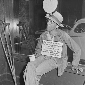 1947 Disabled Miner, Welch, West Virginia Vintage Old Photograph --INSTANT Download-- - - Historic Scene --