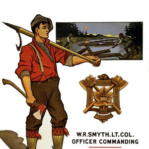 1915 Canadian Forestry Battalion Recruiting Poster-Art Print 13&quot; x 19&quot; - - Historic Scene --