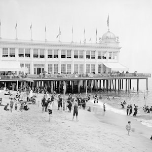 Asbury Park NJ Vintage Photograph: 1905 Casino & Beach Art Print