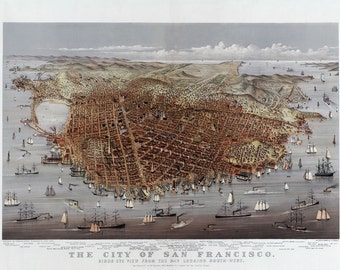1878 City of San Francisco, California Map/Art Print 13" x 19" Reprint