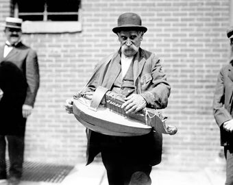 1900-1915 Street Musician w/ Hurdy-Gurdy Vintage Photograph 8.5" x 11" Art Print