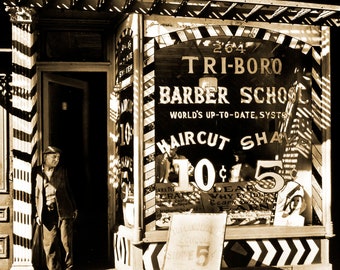 1935 Tri-Boro Barber School, NYC, NY Vintage Photograph 8.5" x 11" Art Print