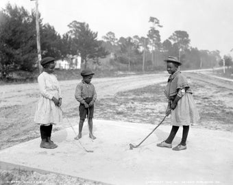 1905  Children Golfing Vintage Photograph 8.5" x 11" Art Print