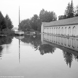 1906 Boat House, Charlevoix, Michigan Old Photo 13&quot; x 19&quot; Art Print - - Historic Scene --