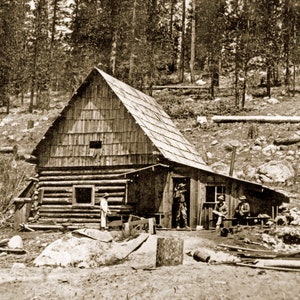 1866 Miner&#39;s Cabin, Sierra Nevada Mountains Printable Vintage Old Retro Photograph  INSTANT Download - - Historic Scene --