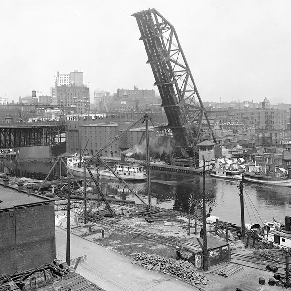 1921-1924 Superior St Lift Bridge, Cleveland, Ohio Vintage Photograph Instant Download