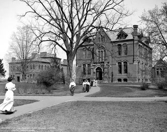 1908 Shattuck & Williston Halls, Mt Holyoke College Old Photo 13" x 19" - - Historic Scene --