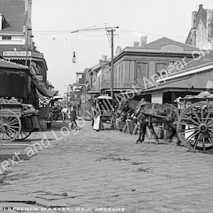 1880-1897 French Market, New Orleans, Louisiana Vintage Old Photo Art Print - - Historic Scene --