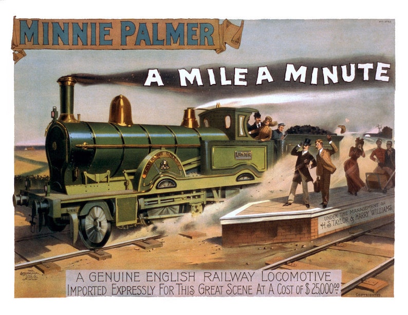 1891 Minnie Palmer-Mile a Minute Locomotive Poster Art Print 8.5 x 11