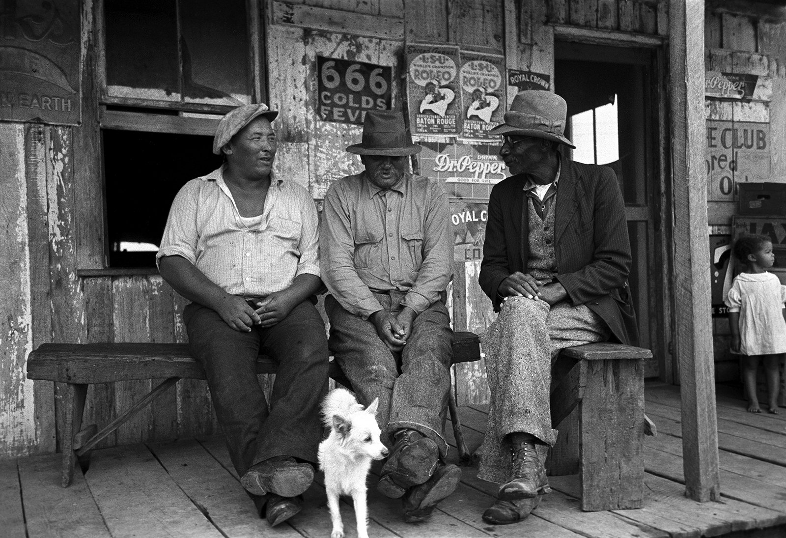 1938 Porch Talk, Jeanerette, Louisiana Vintage Photograph 13 X 19