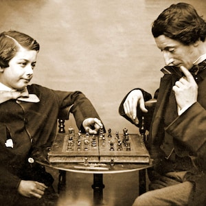 1850&#39;s Chess Players Vintage Photograph 8.5&quot; x 11&quot; Art Print - - Historic Scene --