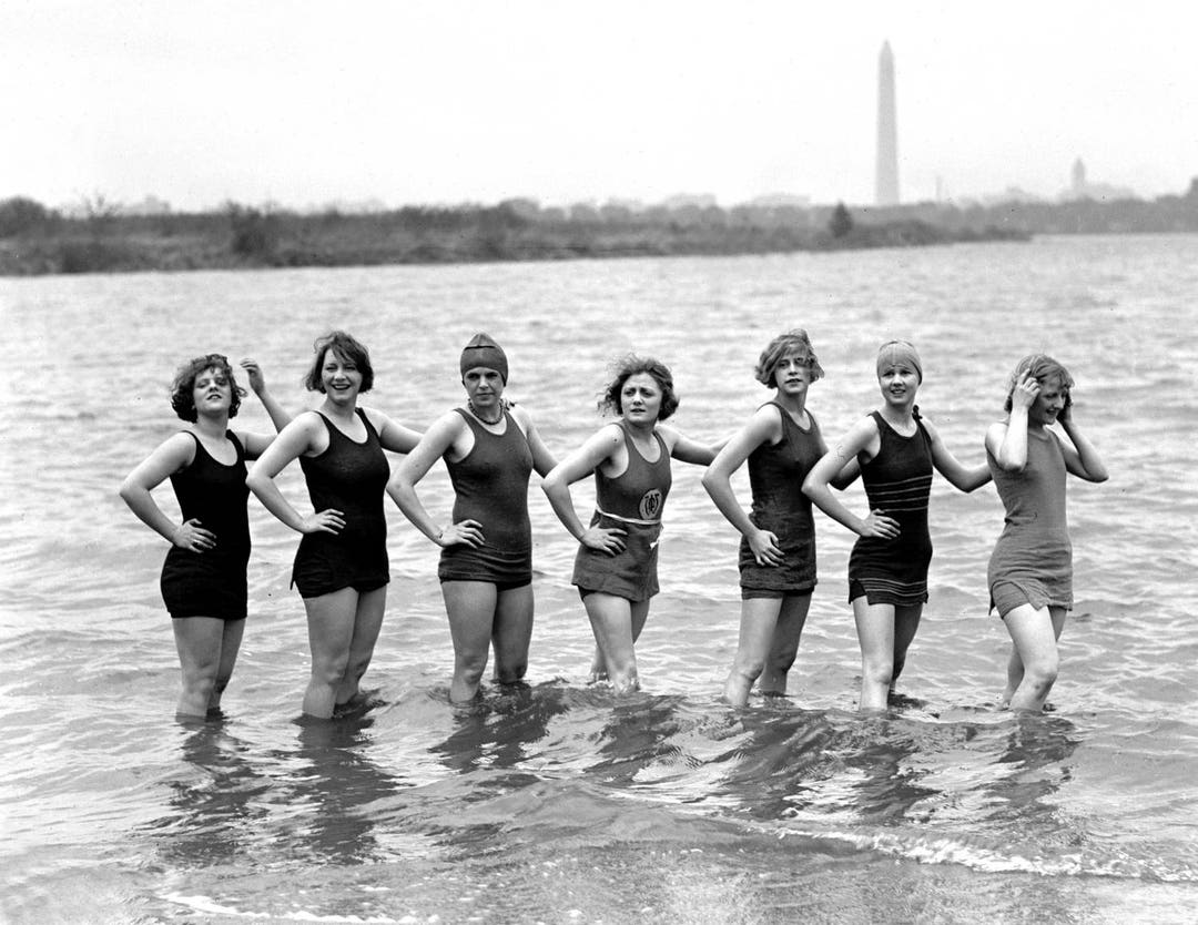 1921 Bathing Beauties on Arlington Beach Vintage Photograph 8.5 X 11 ...